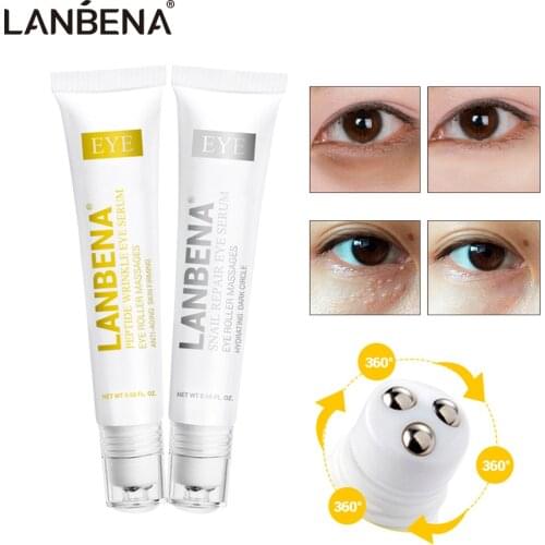 LANBENA Peptide Anti Aging Eye Serum+Snail Repair Eyes Cream AntiWrinkle Dark Circle Anti-Puffiness Skin Care Whitening 2PCS