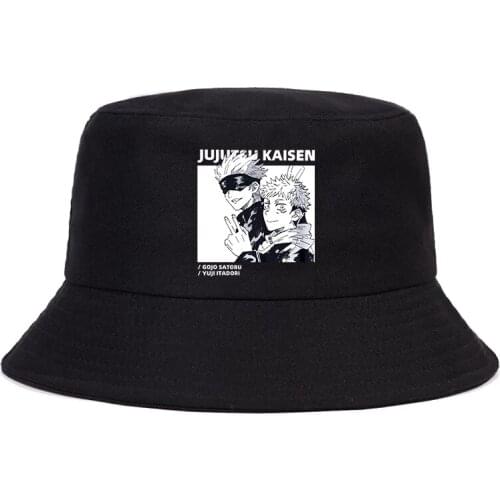 Jujutsu Kaisen Anime Summer hat Women Men Panama Bucket Cap The Design Flat Visor Harajuku 90S Fisherman Hat Bucket Hats