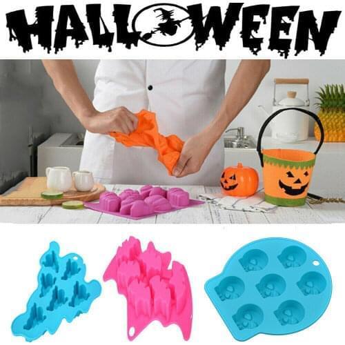 Halloween Skull Chocolate Silicone Mold Candle Soap Resin Mold Ice Cube Maker Tray Cake Decor Tools Kitchen Accessories