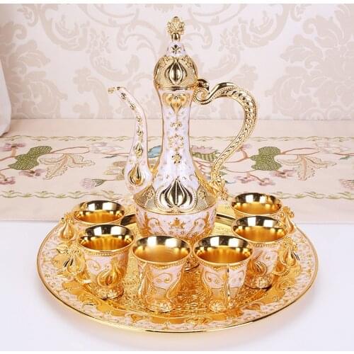 Liquor cup set creative household wine set small wine cup European style metal wine pot high grade decoration wedding gift