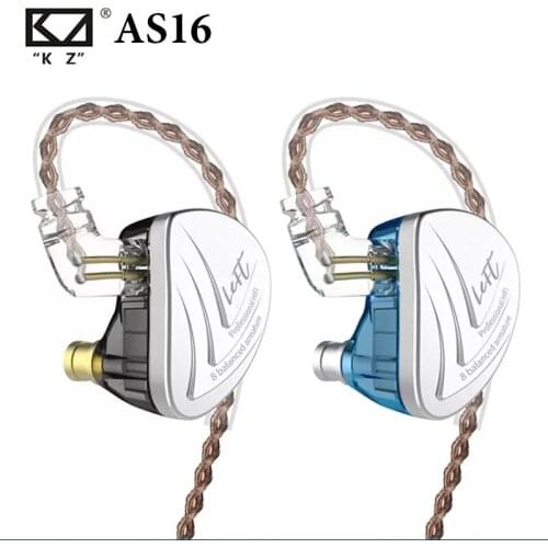 KZ AS16 16 Units Earphones Balanced Armature Noise Reductio Headphones Extra Bass HD Mic In Ear Earphone