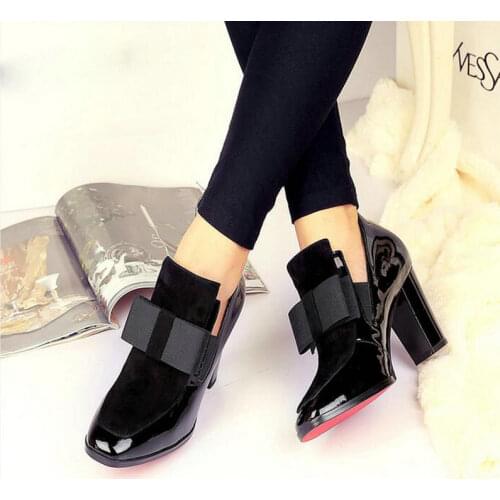 New 100% Red Bottom sole high heels pumps square toe genuine leather shoes women ladies black Sexy chaussure femme17620453