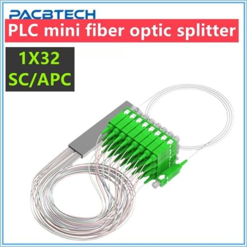 Optical Splitter SC APC 0.9mm 1X32 FTTH Fiber Optic Splitter PLC FBT Optical Coupler Singlemode Simplex Steel Pipe PVC