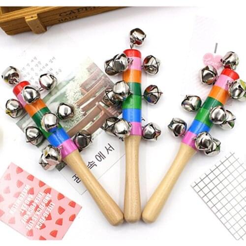 4Pcs/Lot Baby Newborn Rattle Wooden Baby Handbell Musical Educational Toys Kids Child Wooden Hand Rattles Toy