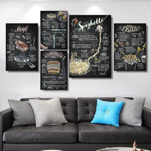 Restaurant Bar Decor Posters Burger Hot Dog Kitchen Print Canvas Painting Cafe Western Decoration Living Room Wall Art Pictures