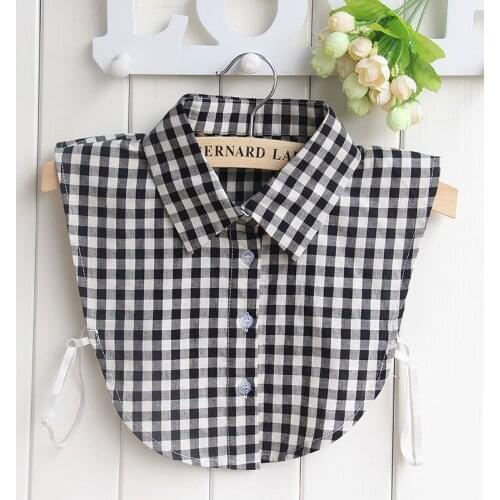 Casual Plaid Women Fake Collar Detachable Collars Shirt Female False Collar Necklace Dress Lapel Blouse Top Decoration Faux Col