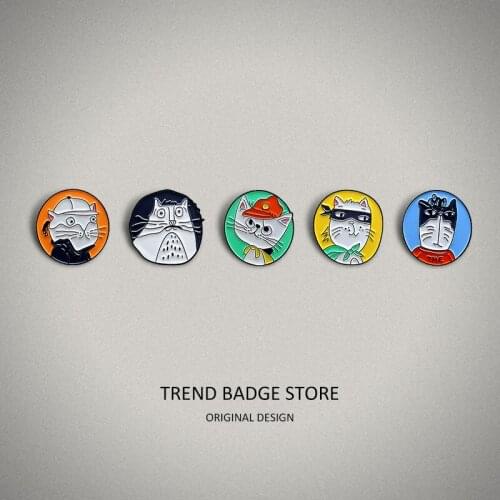 Cartoon Cat Big Family All Kinds Of Dress Up All Kinds Of Expressions Cute Cat Animal Badge Cat Sheriff Match Brooch Badge Ename