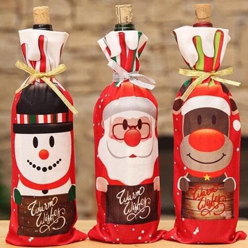 Christmas Decorations For Home Santa Claus Wine Bottle Cover Snowman Stocking Gift Holders Xmas Decor New Year