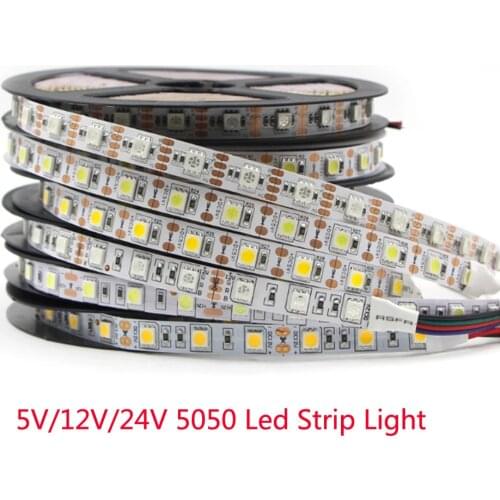 DC 5V 12V 24V LED Strip RGB PC 5050 warm white/RGB CCT 5M Flexible 5 12 24 V RGB Led Strip Light Tape Diode Ribbon TV Backlight
