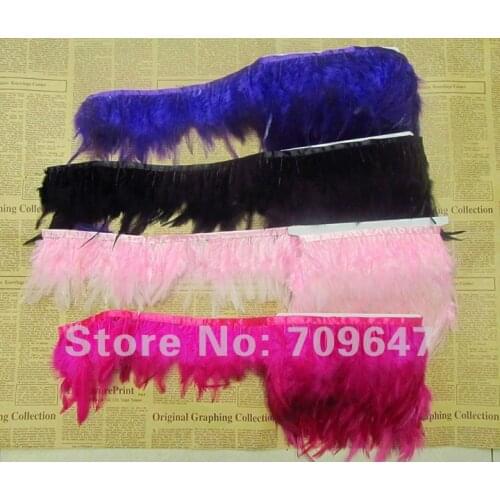 2Meters/Lot Height 9-14cm 9 Colour Available Rooster Hackle Feather Trimming Fringe,plumas decoracion,feather trim