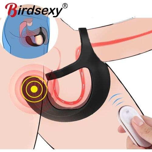 Testicle Vibrator for Men Penis Massager Ring Dildo Sex Toys for Men Chastity Belt Wireless Remote Control Male Prostate Massage