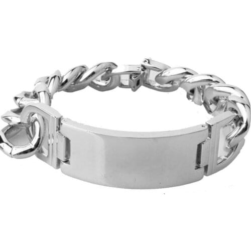 High Quantity Polished 316L Stainless Steel Punk Bracelet Silver Color Chain Charm Smooth ID Bracelets For Men Fine Jewelry