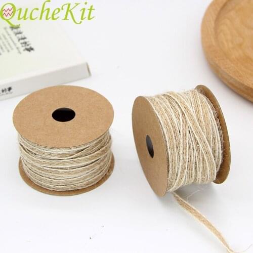 0.5cm*10M/Roll Natural Jute Burlap Ribbon With Lace Wedding Decor Party Supply Gift Packing Strings DIY Scrapbooking Craft Decor