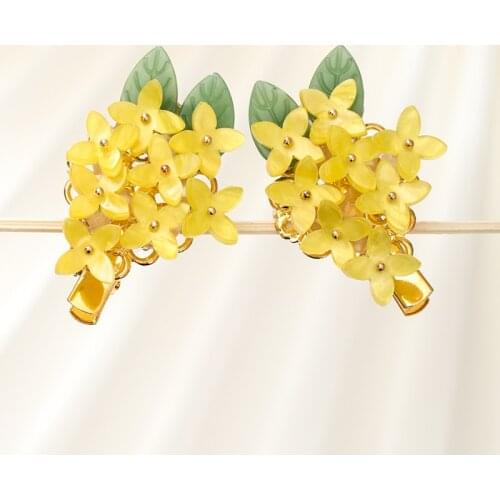 1 Pair Fragrans Leaf Side Clips Hair Jewellry Accessories Fresh Flower Hairpins for Women Girls Children Hanfu Dress Cosplay
