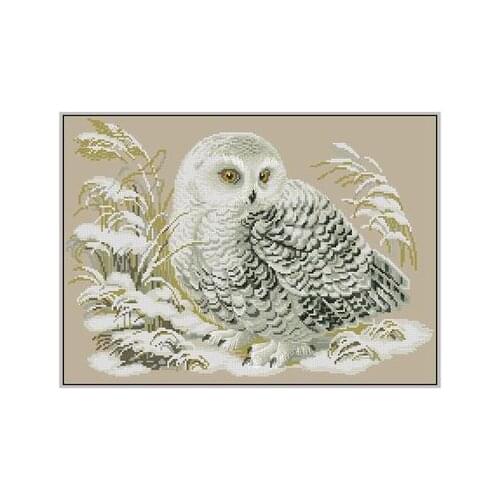 100% egypt cotton Lovely Hot Sell Counted Cross Stitch Kit Snow White Owl in Winter riolis 1241