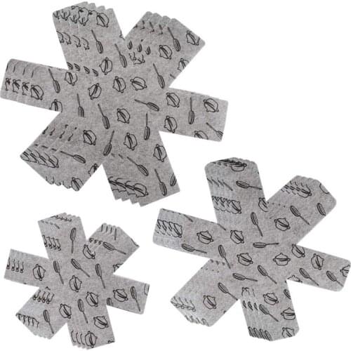 12Pcs Pot & Pan Protectors Cookware Protector Set Divider Pads To Prevent Scratching, Separate And Marring, 3 Sizes-15 inch/14 i