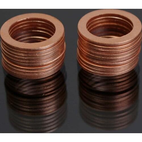 20pcs M10 10mm Motorcycle Braided Clutch Brake Hose Banjo Gasket Seal Copper Crush Washer Solid Washer Flat Motorbike Tools