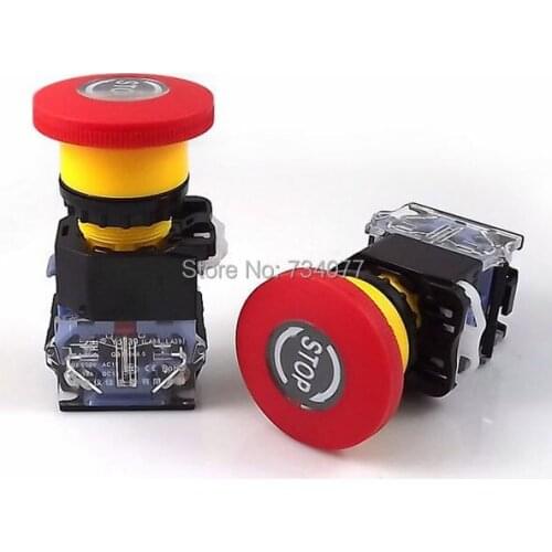 3pcs/lot emergency stop push button switch LA38-11ZS contact push locked turn reset 1 NC Port 1 NO port