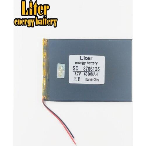 37x66x125mm 3.7V 6000mah Lithium polymer Rechargeable Battery 3766125 with protection board For Tablet PC DVD GPS