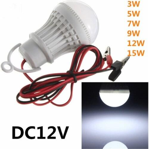 4pcs E27 3W 5W 7W 9W 12W 15W LED Bulb 5730 SMD Pure White Lights DC12V Wire Home Camping Solar Hunting Emergency Outdoor Indoor