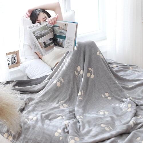 Six Layer Gauze Pure Cotton Nap Sofa Blanket for Adult Student Dorm Room Sofa Bed Travel Plane Soft Breathable Towel Blankets