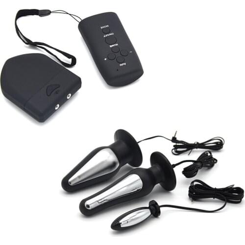 Wireless Remote Control Butt Plug Vaginal Massager , Electrical 3 Pcs Anal Plug Medical Themed Sex Toys For Men