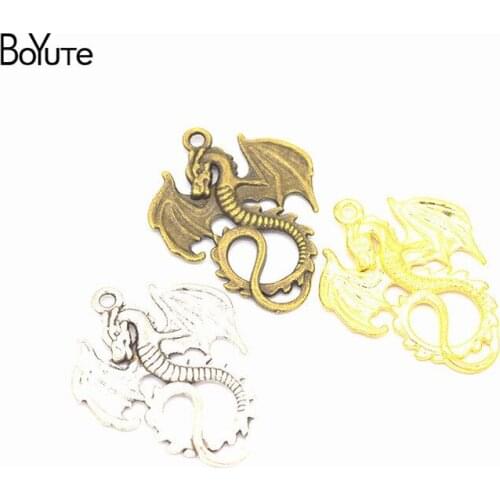 BoYuTe Wholesale (40 Pieces/Lot) Metal Alloy 35*27MM with 2MM Hole Flying Dragon Pendant Diy Hand Made Jewelry Accessories