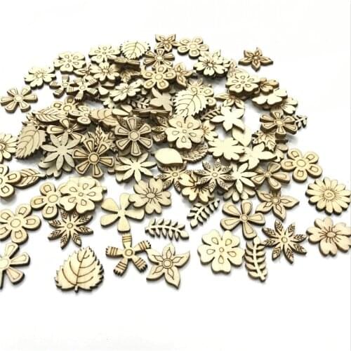 50pcs Mixed Size Wood Plum Blossoms Flowers Button DIY Sewing Scrapbooking Craft Hair Pin Jewelry Decoration
