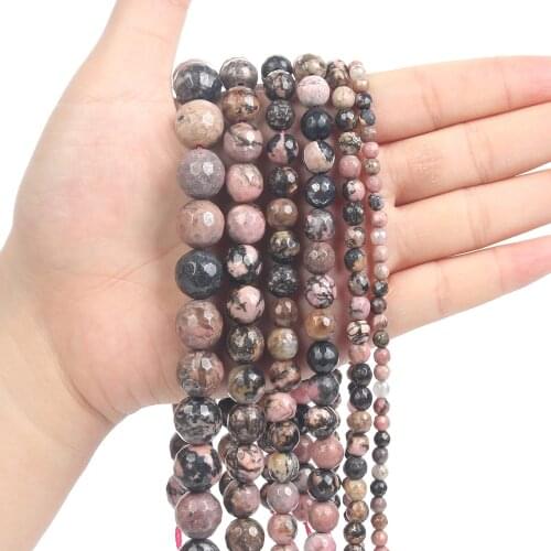 1Strand/Lot 4/6/8/10/12mm Natural Stone Black Line Red Streak Round Beads Loose Spacer Bead For Jewelry Making DIY Accessories