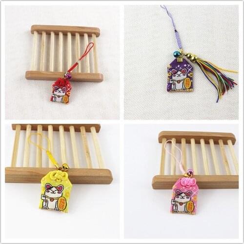 1pc Japanese omamori maneki neko fortune cat prayer chain package bag charms