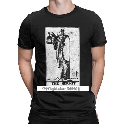 The Hermit Tarot Card T-Shirt Major Arcana tune Telling Occult T Shirts Men Premium Cotton Tees Fitness