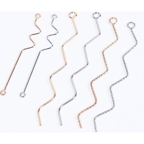 10pcs Gold/White K Wave Shape Jewelry Findings for DIY Earrings Making Stud/Clip Earring Connectors Accessories Wholesale