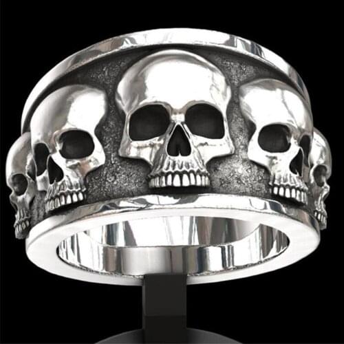 Creative Skull Men Silver Color Rings Neo-Gothic Punk Male Index Finger Ring European And American Nightclub Jewelry