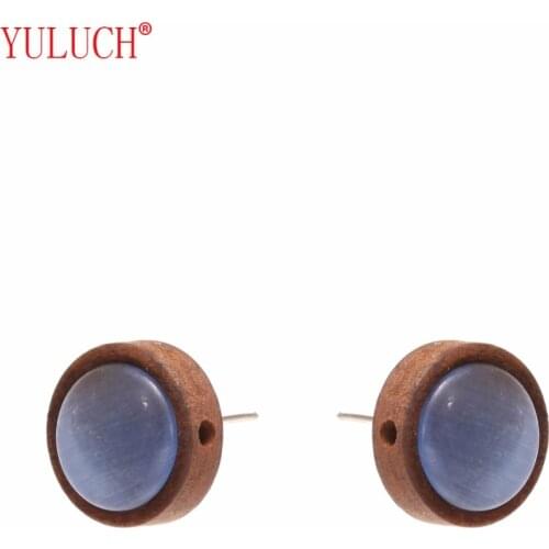 YULUCH Hot 2018 Retro Pop Style Simple Solid Acrylic Inlaid Wooden Jewellery Stud Earrings for Women Party Gifts