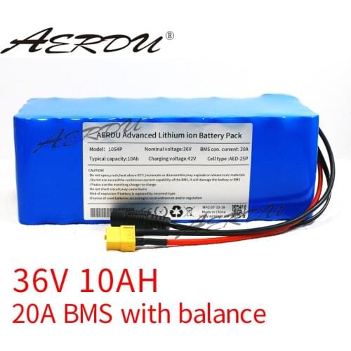 AERDU 36V 10Ah 10S4P 600W 18650 li-ion battery pack with 42V 2A charger 37V for Fiido D1 D2 m365 pro Scooter Extended range