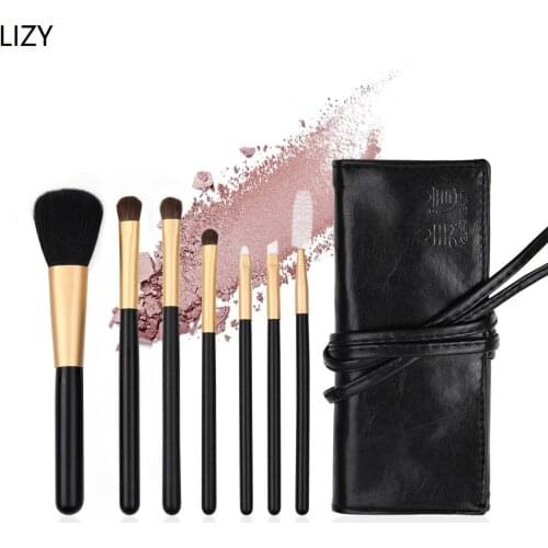 LIZY 7pcs Makeup Brushes Set Professional Eyeshadow Eyeliner Foundation Lip Powder Eyelashes Make Up Brush Cosmetic Tools PU Bag