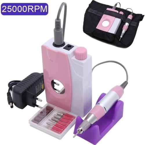 Electric Nail Drill Machine 25000RPM Rechargeable Gel Nail Drill Manicure Bits Machine Nail Art Milling Cutter Nail Polisher