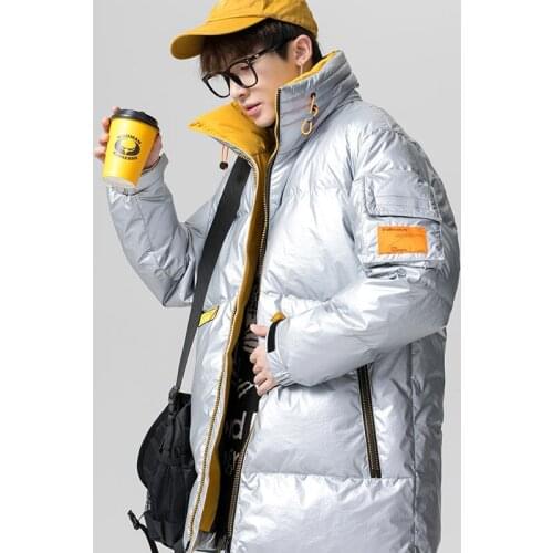 Mens Warm Jacket Shiny Winter Coat Hood White Duck Down Brand Detachable Hat Parka Male Overcoat 2021 Thermal Puffer Jacket Men
