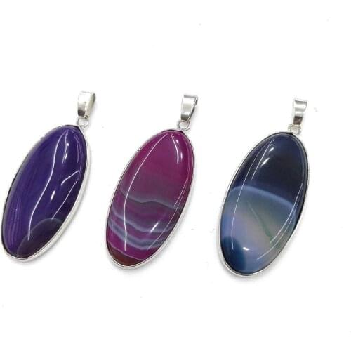 Natural stone color Agates pendant Elliptical shape Exquisite charms for Jewelry Making DIY Necklace Accessories Reiki Healing