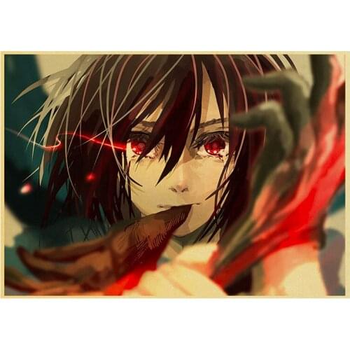 Attack On Titan Mikasa Ackerman Retro Anime Posters Classic Japan Animation Canvas Painting HD Home Decoration Wall Art Pictures
