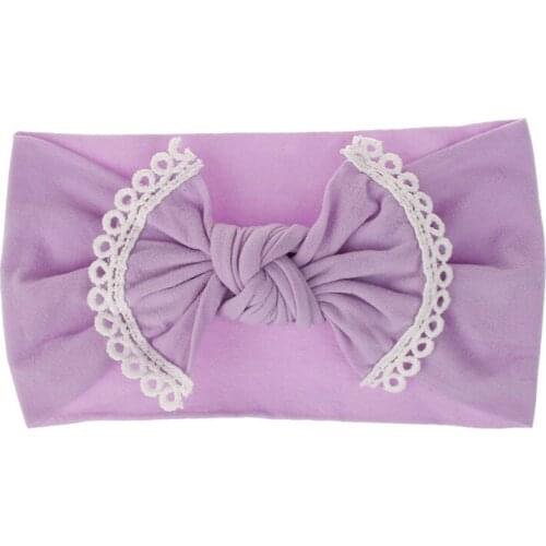 Wide Nylon Bow Headband with Pompom Trim, Knot Bow Nylon Head wraps, One size fits most headbands for girls