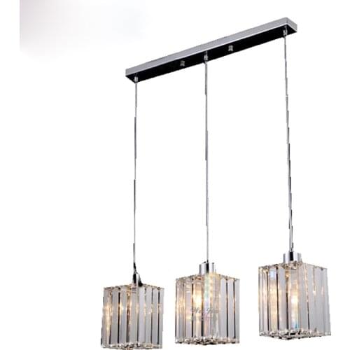 Modern Round LED Crystal Chandelier Clear K9 Crtstal Rectangular Dining Table Lamp For Bar coffee shop Ceiling Light Fixture