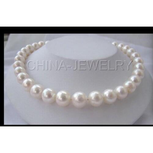 Gorgeous south sea 10-11mm WHITE pearl necklace 18inch 925s KKK