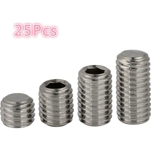 25 pcs/bag 1 bag Hex Socket Set Screw M2 M3 M4 M5 M6 M8 Stainless Steel Cup headless Screw