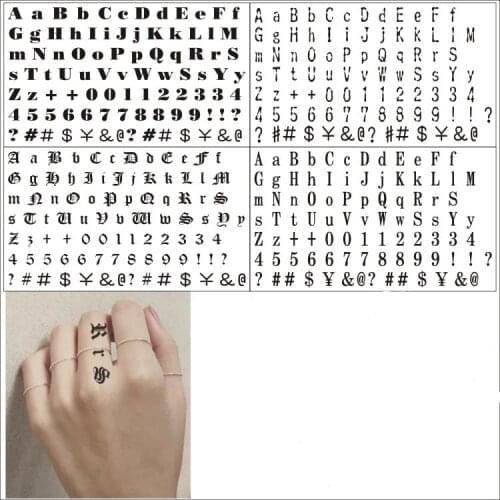 1pcs 20*30cm Temporary Tattoo Men Women Letter Number Gothnic Small Pattern Finger Tatouage Waterproof Body Art Fake Tattoo