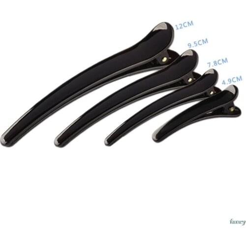 1Pc Women Girls Black Plastic Single Prong Hair Clip Professional Hairdressing Salon Non-Slip Hair Bows Alligator Barrettes DIY
