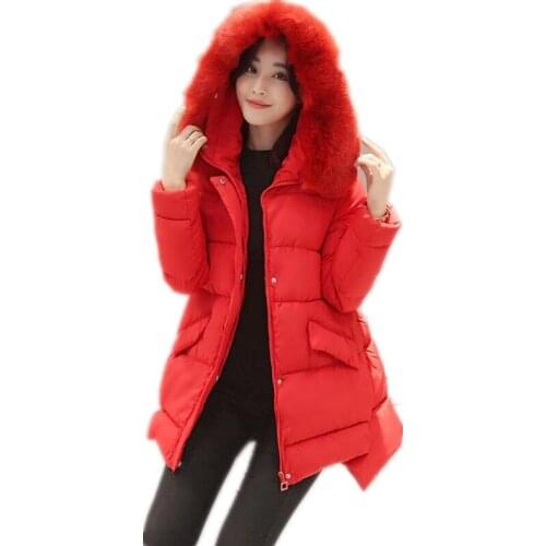 Women Parka 2018 Long sleeve Warm White Down Cotton Jacket Women Parka A-Line Loose Coat Winter Coat Women Manteau Femme TopQ682