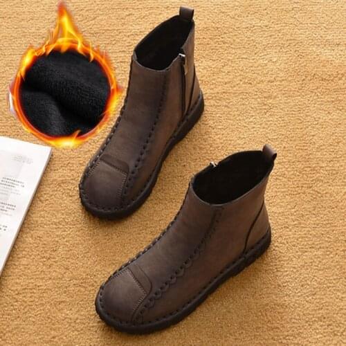 2020 Autumn Winter Shoes Women Snow Boots Warm Plush Cold Winter Women Ankle Boots Ladies Winter Botas Non-slip Thick Sole A3081