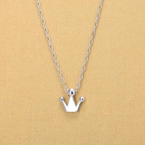 Wholesale 925 Sterling Silver Queen Crown Pendant Necklaces For Women Fashion Jewelry Gifts 2018