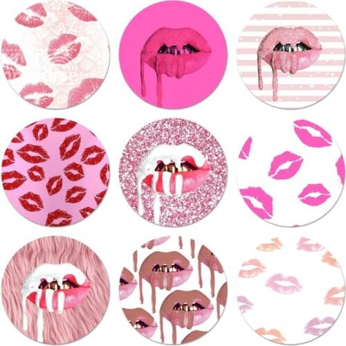 58mm Girly Pink lips Icons Pins Badge Decoration Brooches Metal Badges For Clothes Backpack Decoration